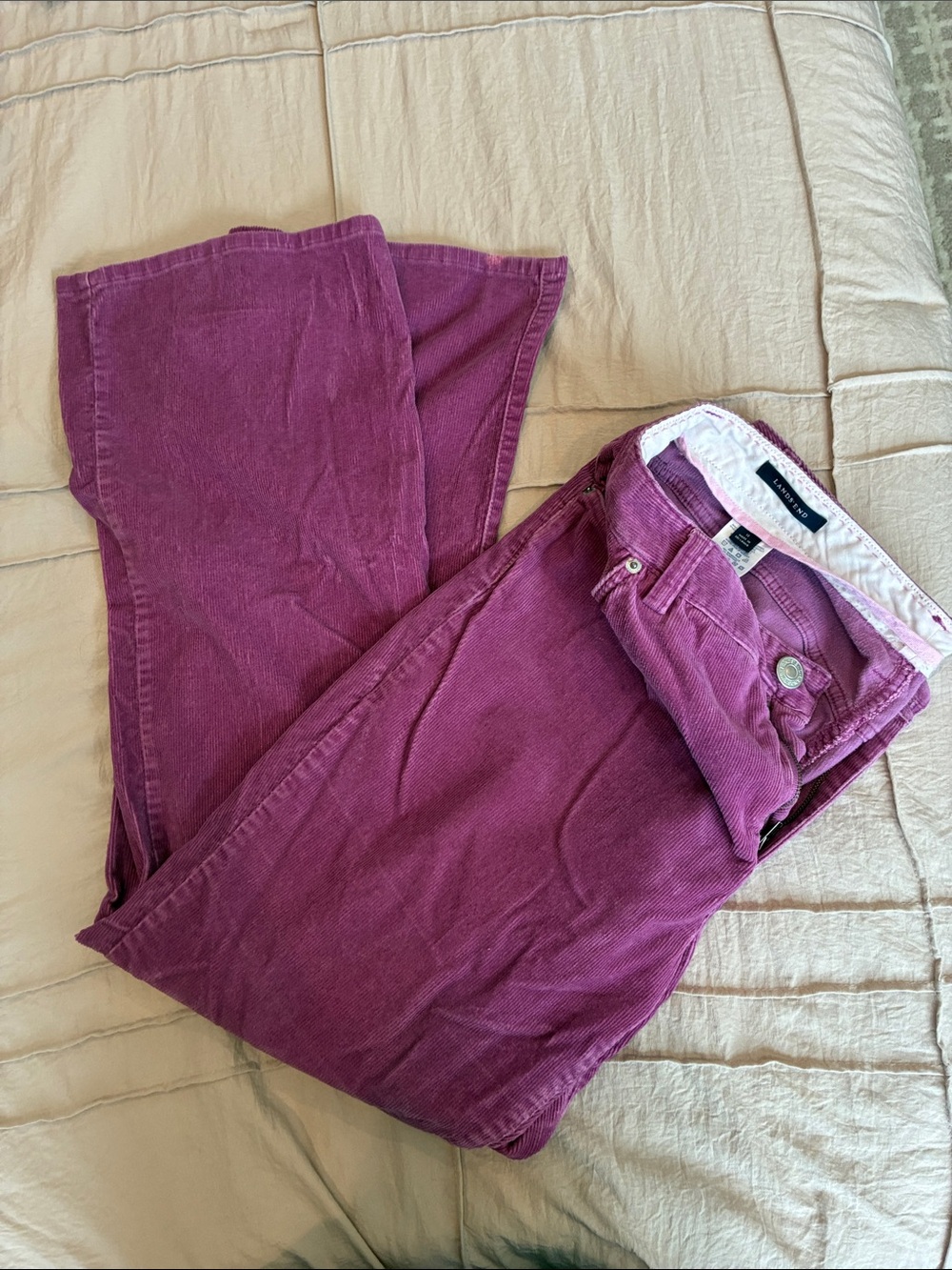 Lands' End Women's Corduroy Flare Jeans in Plum